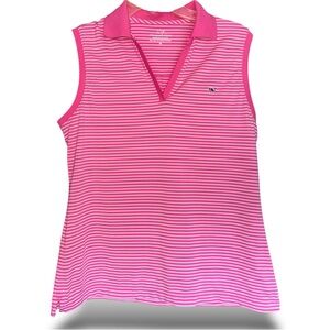 Vineyard Vines Golf / Tennis Sport Polo Tank Pink Stripes Sleeveless Size Medium